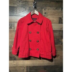 NEW- Ralph Lauren Cropped Women’s Nautical Peacoat Rare Women’s Size P/L Red
